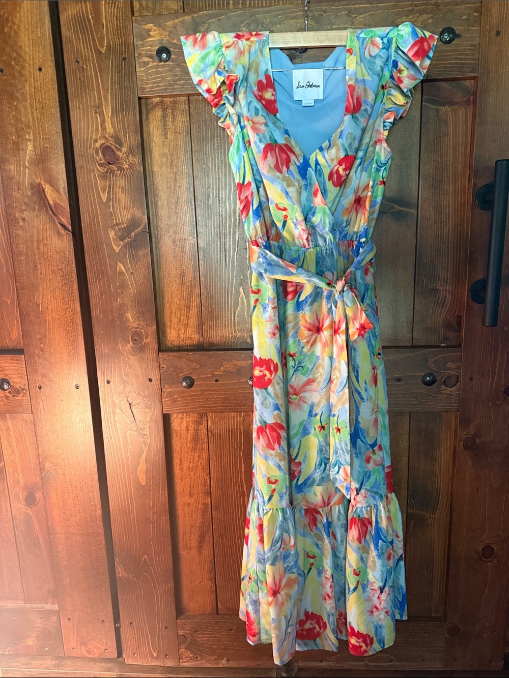 Sam Edelman Floral Wrap Maxi Dress in Sky Blue Multi